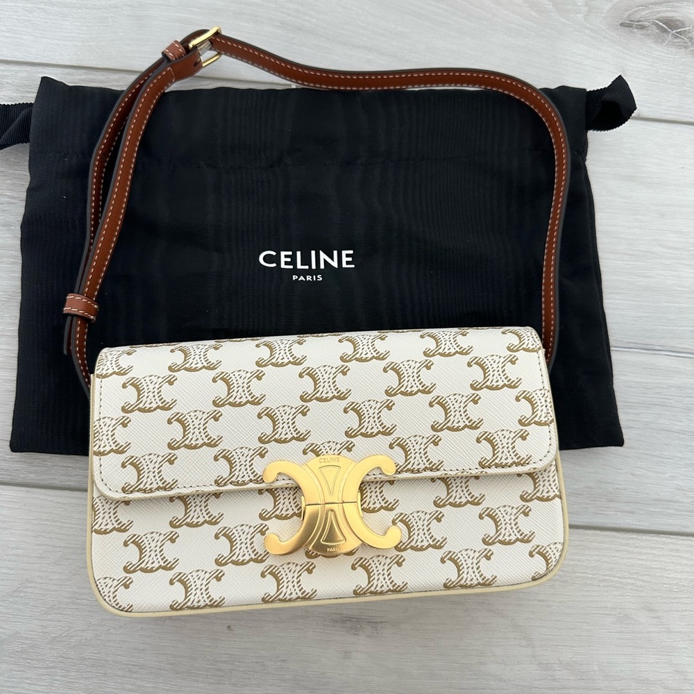 Celine SHOULDER BAG CLAUDE IN TRIOMPHE CANVAS AND CALFSKIN